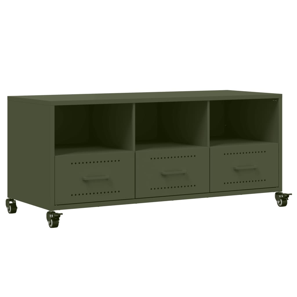 VidaXL Tv-meubel 100,5x39x43,5 cm koudgewalst staal olijfgroen