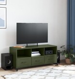 VidaXL Tv-meubel 100,5x39x43,5 cm koudgewalst staal olijfgroen