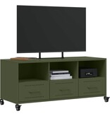 VidaXL Tv-meubel 100,5x39x43,5 cm koudgewalst staal olijfgroen