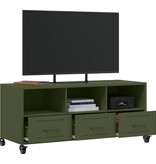 VidaXL Tv-meubel 100,5x39x43,5 cm koudgewalst staal olijfgroen