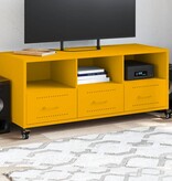 VidaXL Tv-meubel 100,5x39x43,5 cm koudgewalst staal mosterdgeel