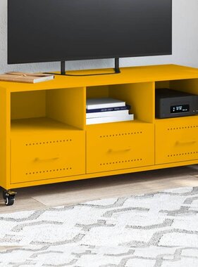 VidaXL Tv-meubel 100,5x39x43,5 cm koudgewalst staal mosterdgeel