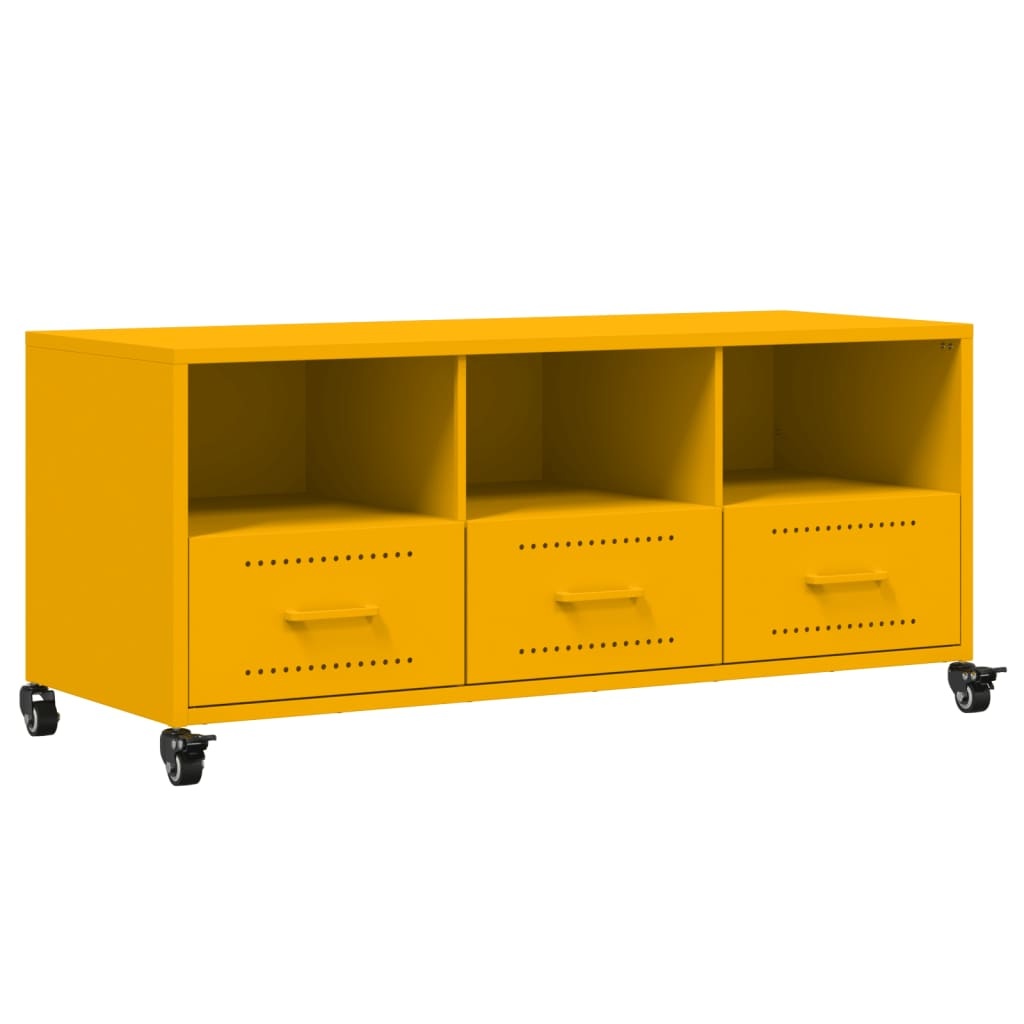 VidaXL Tv-meubel 100,5x39x43,5 cm koudgewalst staal mosterdgeel