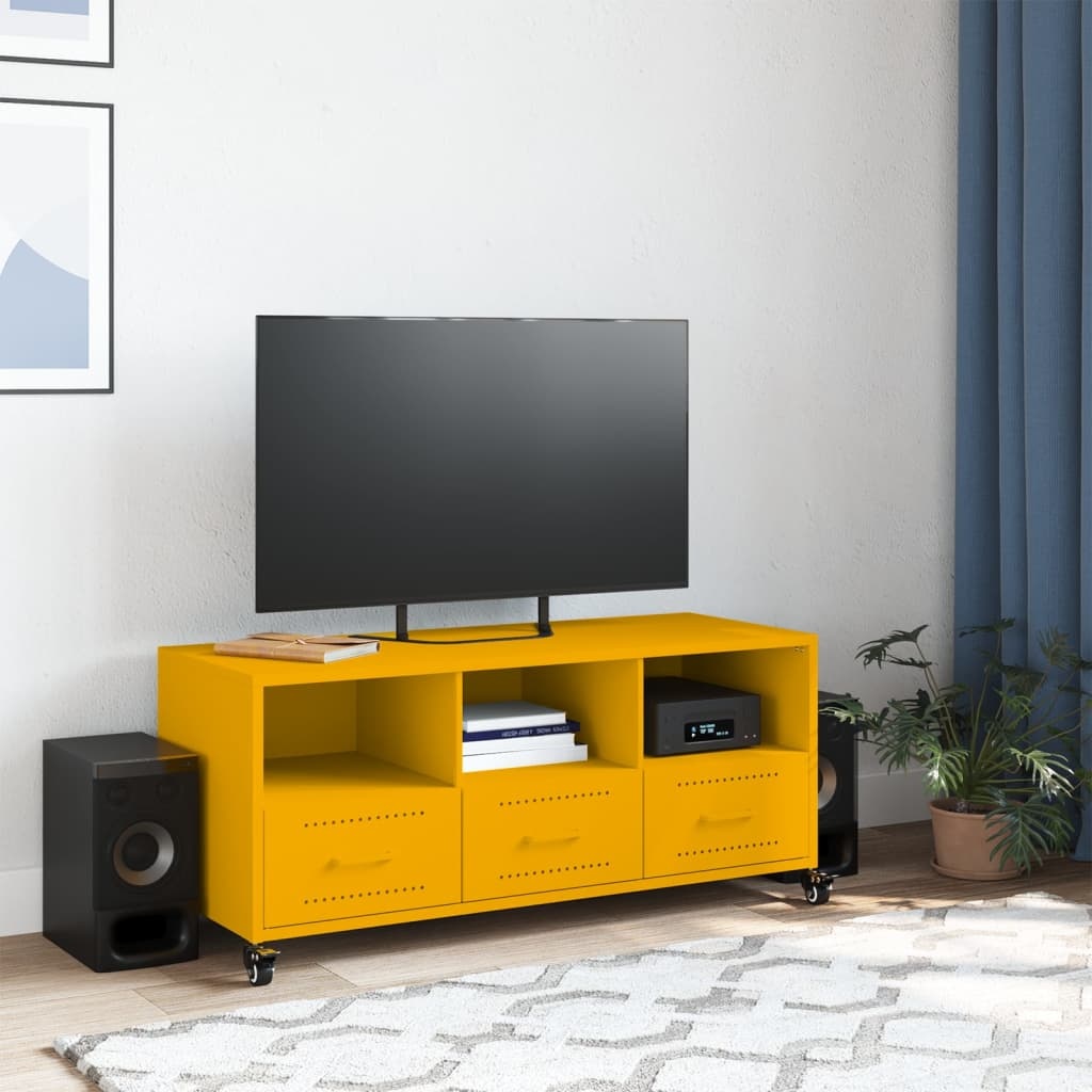 VidaXL Tv-meubel 100,5x39x43,5 cm koudgewalst staal mosterdgeel