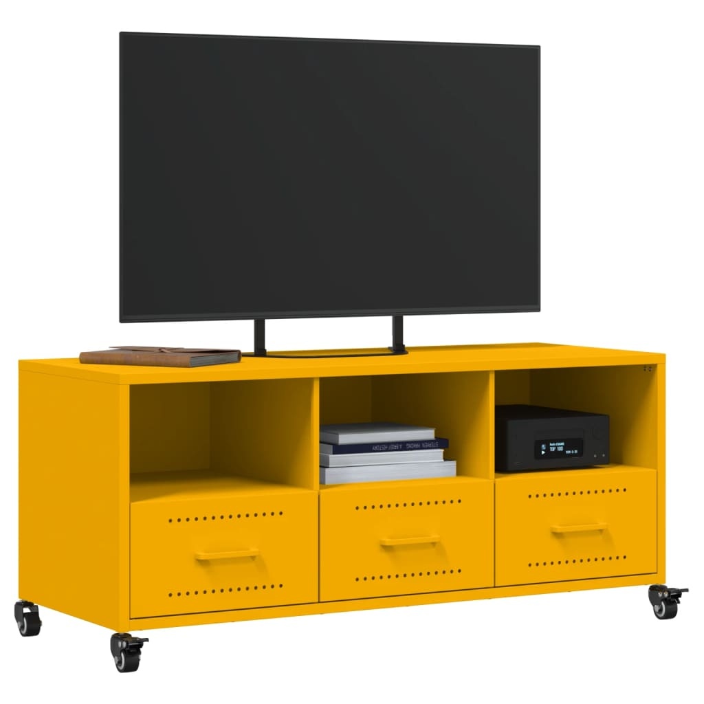 VidaXL Tv-meubel 100,5x39x43,5 cm koudgewalst staal mosterdgeel