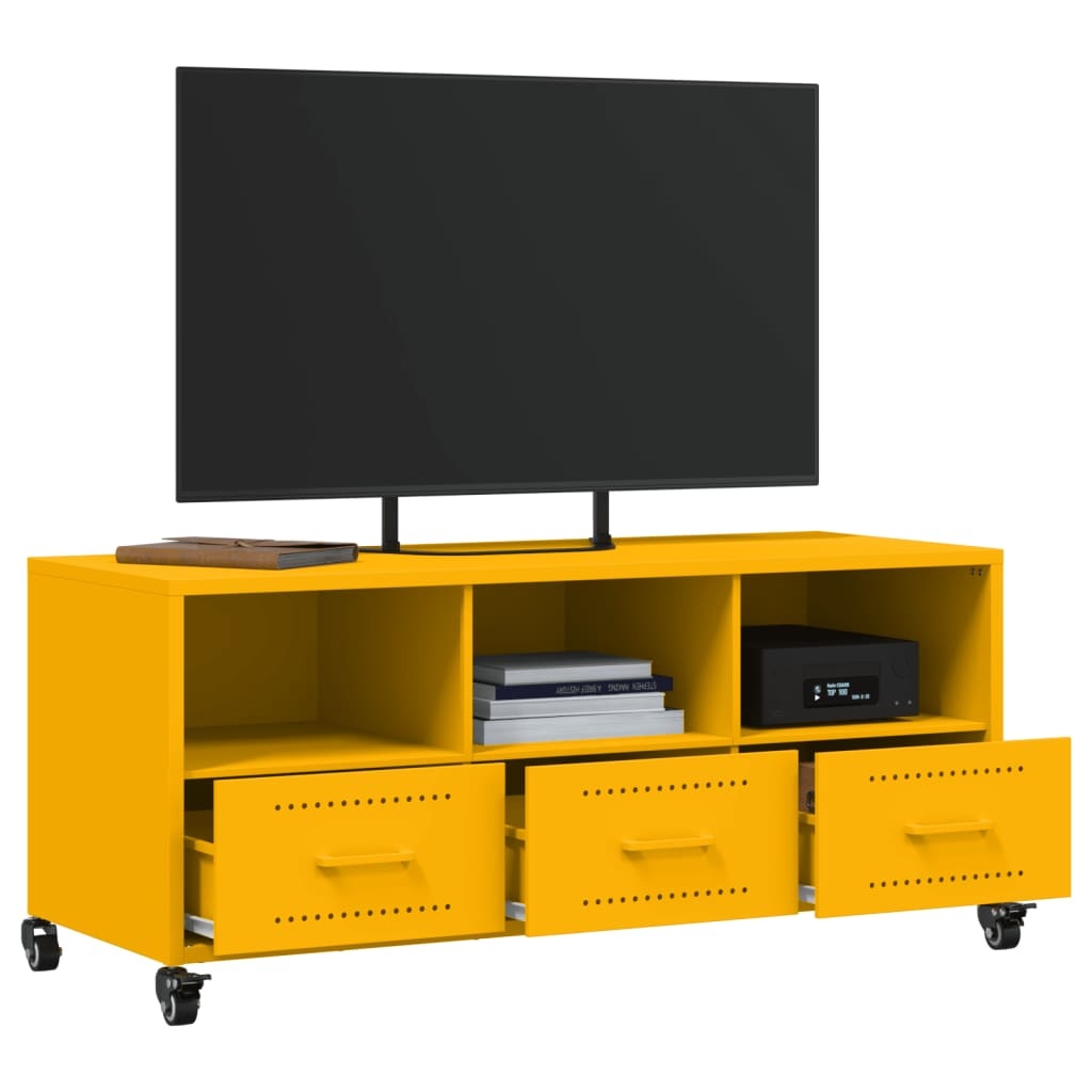 VidaXL Tv-meubel 100,5x39x43,5 cm koudgewalst staal mosterdgeel
