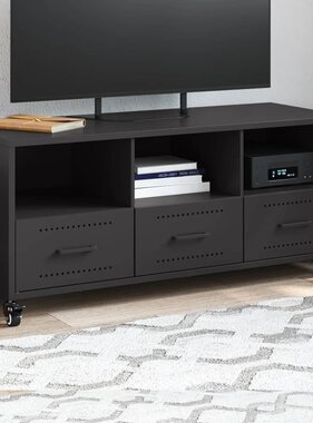 VidaXL Tv-meubel 100,5x39x43,5 cm koudgewalst staal zwart
