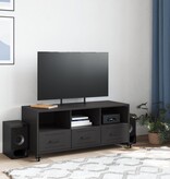 VidaXL Tv-meubel 100,5x39x43,5 cm koudgewalst staal zwart