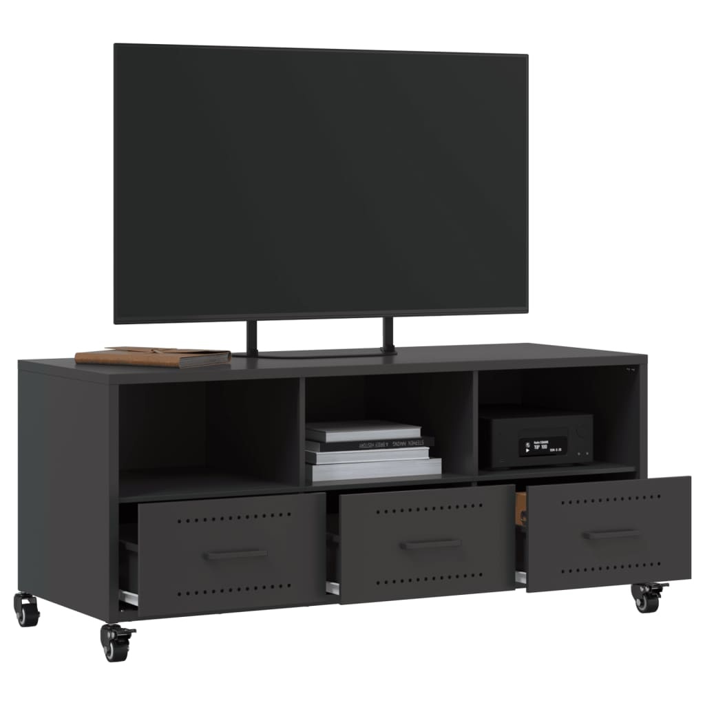 VidaXL Tv-meubel 100,5x39x43,5 cm koudgewalst staal zwart