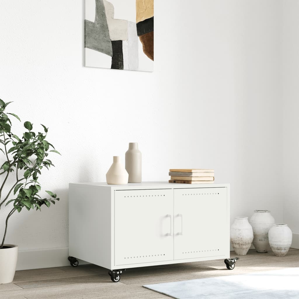 VidaXL Salontafel 68x50x43,5 cm koudgewalst staal wit