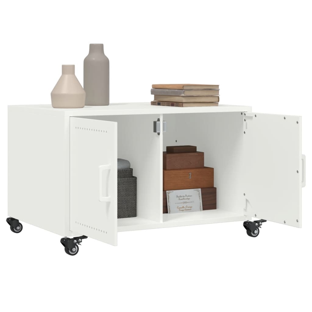 VidaXL Salontafel 68x50x43,5 cm koudgewalst staal wit