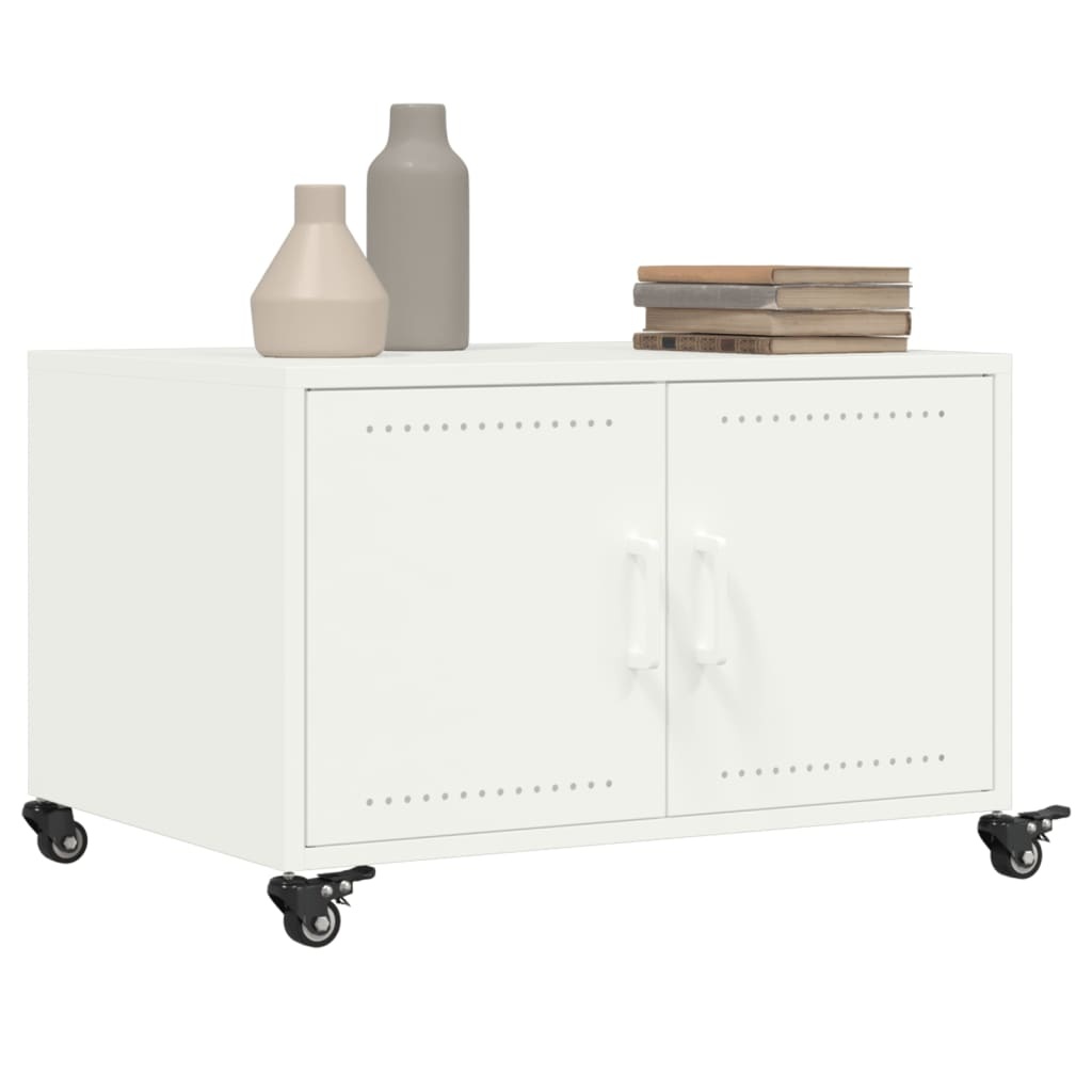 VidaXL Salontafel 68x50x43,5 cm koudgewalst staal wit
