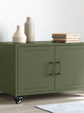 VidaXL Salontafel 68x50x43,5 cm koudgewalst staal olijfgroen