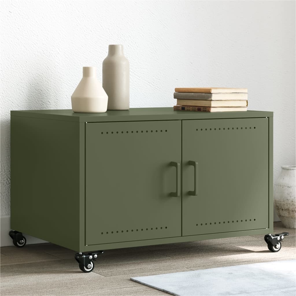 VidaXL Salontafel 68x50x43,5 cm koudgewalst staal olijfgroen