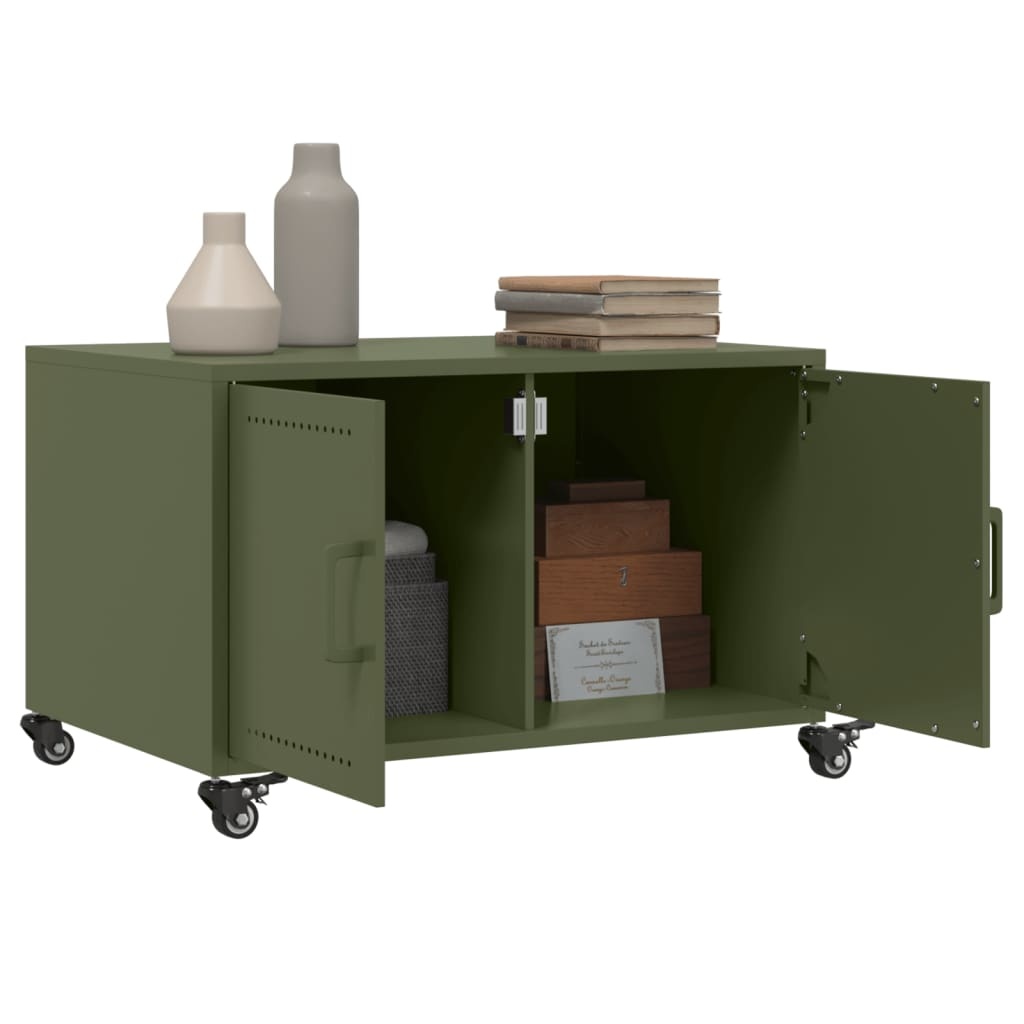 VidaXL Salontafel 68x50x43,5 cm koudgewalst staal olijfgroen