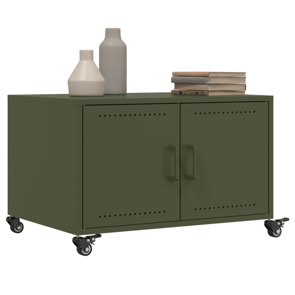 VidaXL Salontafel 68x50x43,5 cm koudgewalst staal olijfgroen