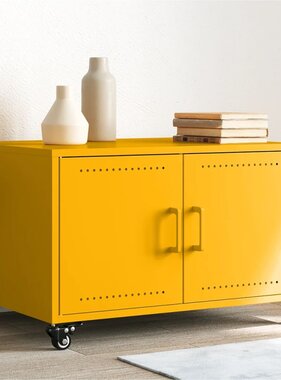 VidaXL Salontafel 68x50x43,5 cm koudgewalst staal mosterdgeel