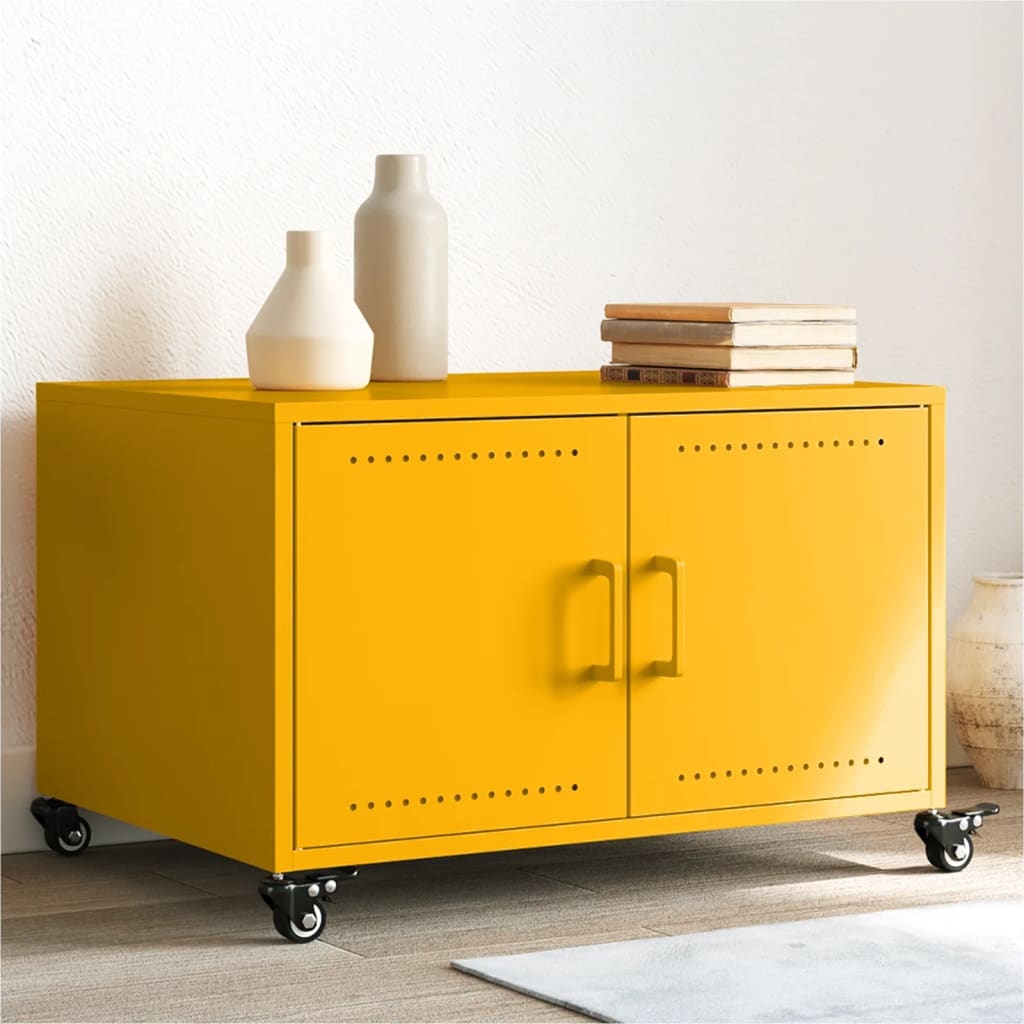 VidaXL Salontafel 68x50x43,5 cm koudgewalst staal mosterdgeel