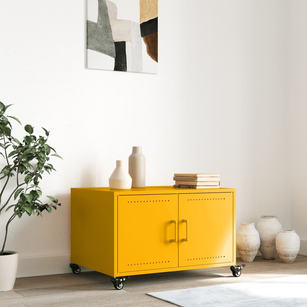 VidaXL Salontafel 68x50x43,5 cm koudgewalst staal mosterdgeel