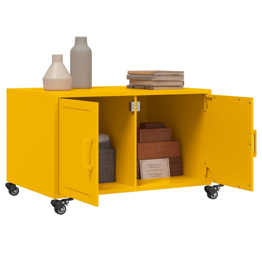 VidaXL Salontafel 68x50x43,5 cm koudgewalst staal mosterdgeel