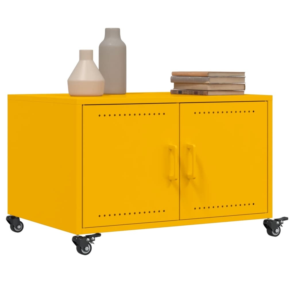 VidaXL Salontafel 68x50x43,5 cm koudgewalst staal mosterdgeel