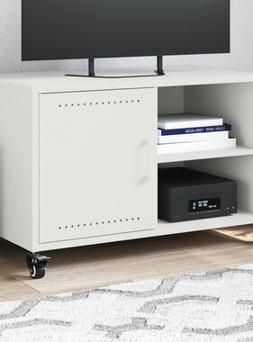 VidaXL Tv-meubel 68x39x43,5 cm koudgewalst staal wit