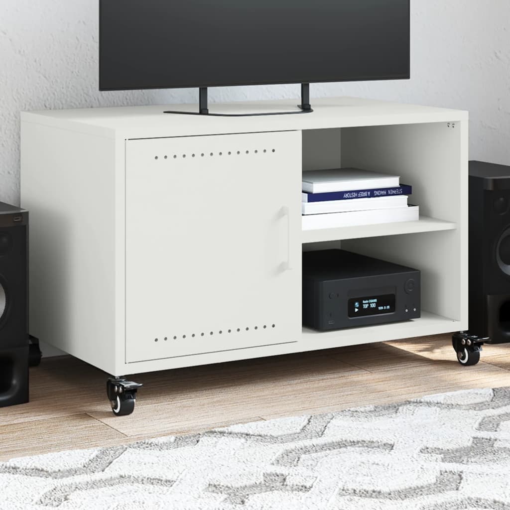 VidaXL Tv-meubel 68x39x43,5 cm koudgewalst staal wit