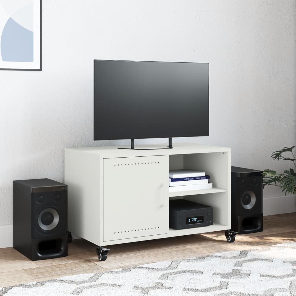 VidaXL Tv-meubel 68x39x43,5 cm koudgewalst staal wit