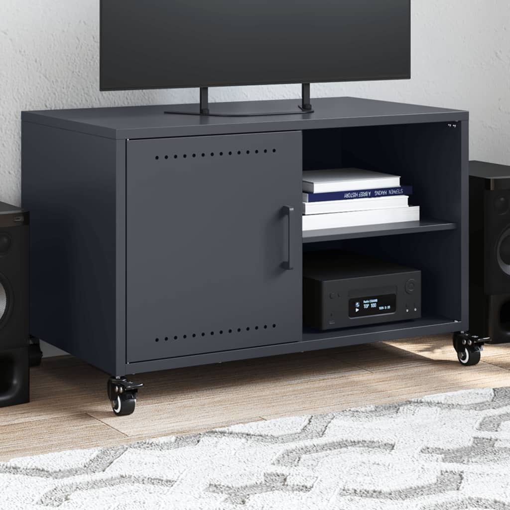 VidaXL Tv-meubel 68x39x43,5 cm koudgewalst staal antracietkleurig