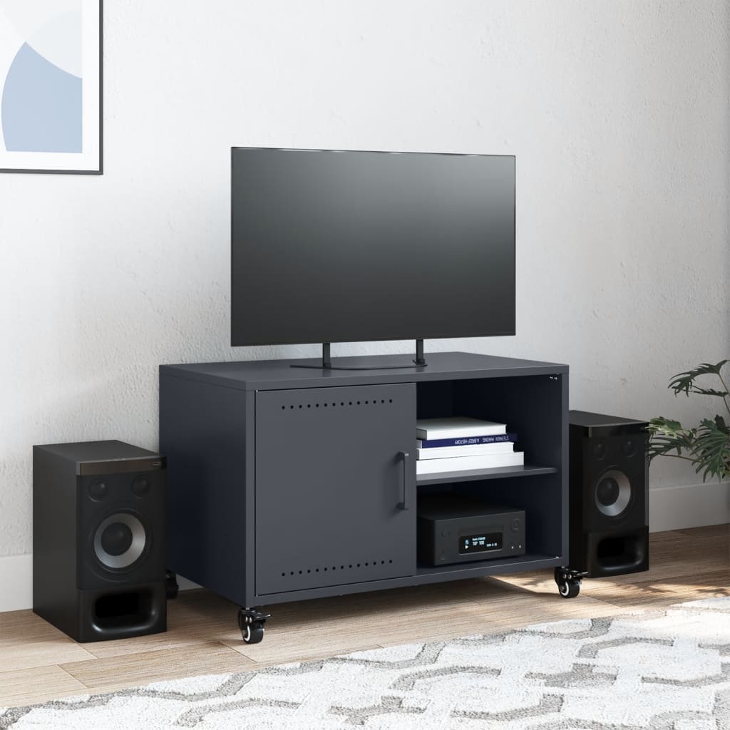 VidaXL Tv-meubel 68x39x43,5 cm koudgewalst staal antracietkleurig