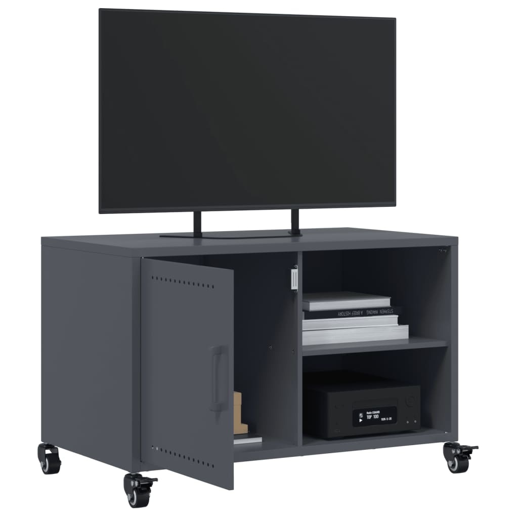 VidaXL Tv-meubel 68x39x43,5 cm koudgewalst staal antracietkleurig