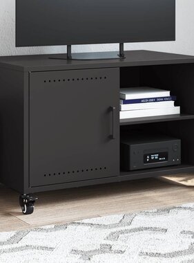 VidaXL Tv-meubel 68x39x43,5 cm koudgewalst staal zwart
