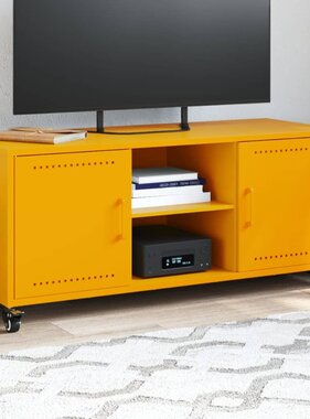 VidaXL Tv-meubel 100,5x39x43,5 cm koudgewalst staal mosterdgeel