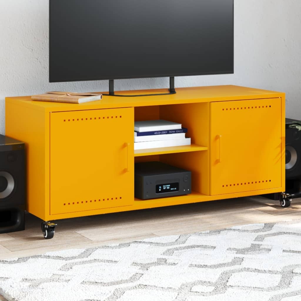 VidaXL Tv-meubel 100,5x39x43,5 cm koudgewalst staal mosterdgeel