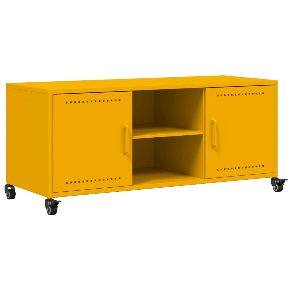 VidaXL Tv-meubel 100,5x39x43,5 cm koudgewalst staal mosterdgeel