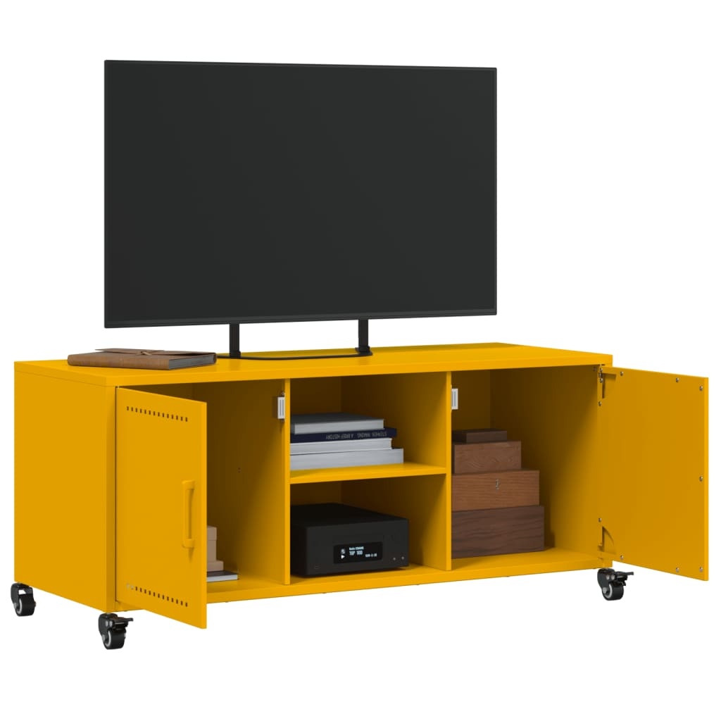 VidaXL Tv-meubel 100,5x39x43,5 cm koudgewalst staal mosterdgeel
