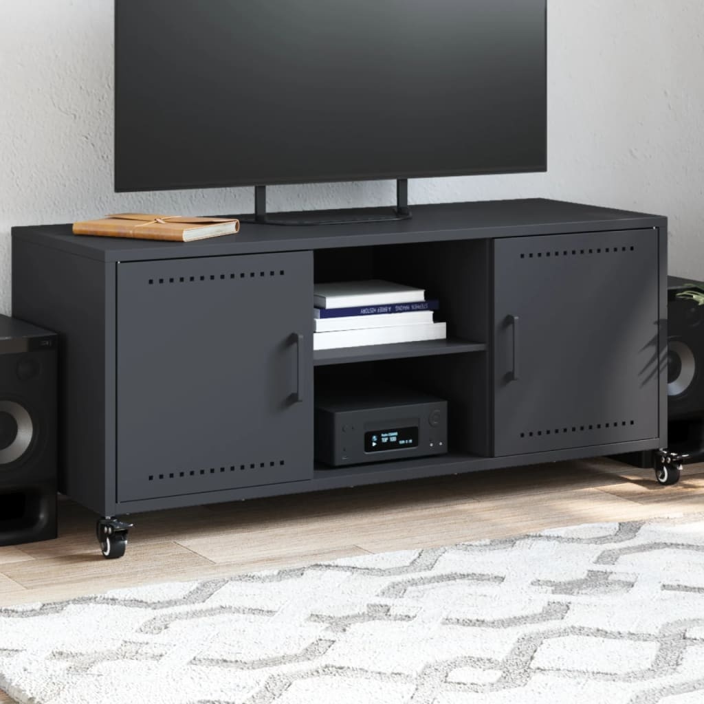 VidaXL Tv-meubel 100,5x39x43,5 cm koudgewalst staal antracietkleurig
