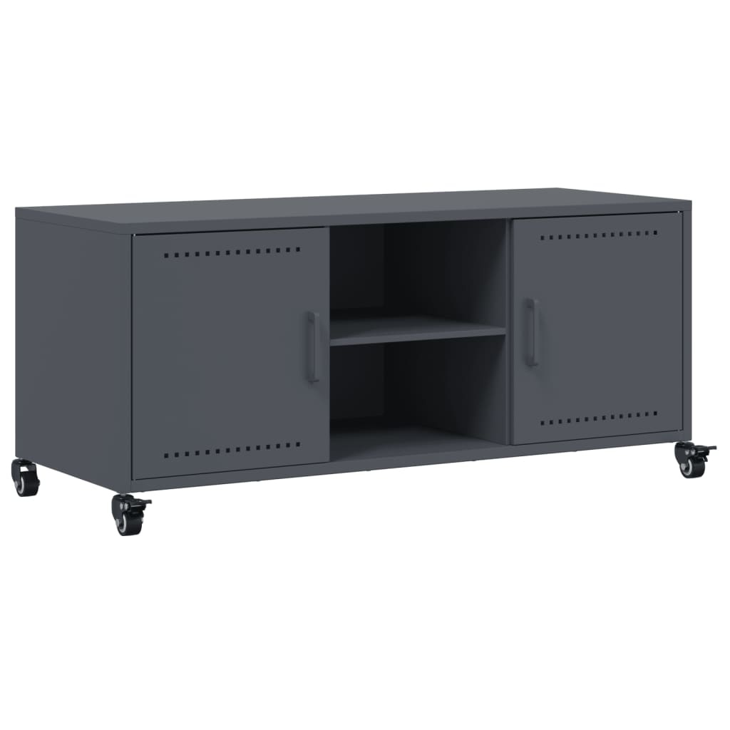 VidaXL Tv-meubel 100,5x39x43,5 cm koudgewalst staal antracietkleurig