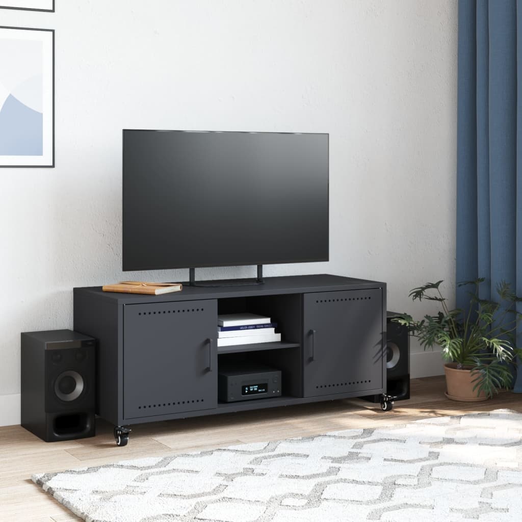 VidaXL Tv-meubel 100,5x39x43,5 cm koudgewalst staal antracietkleurig
