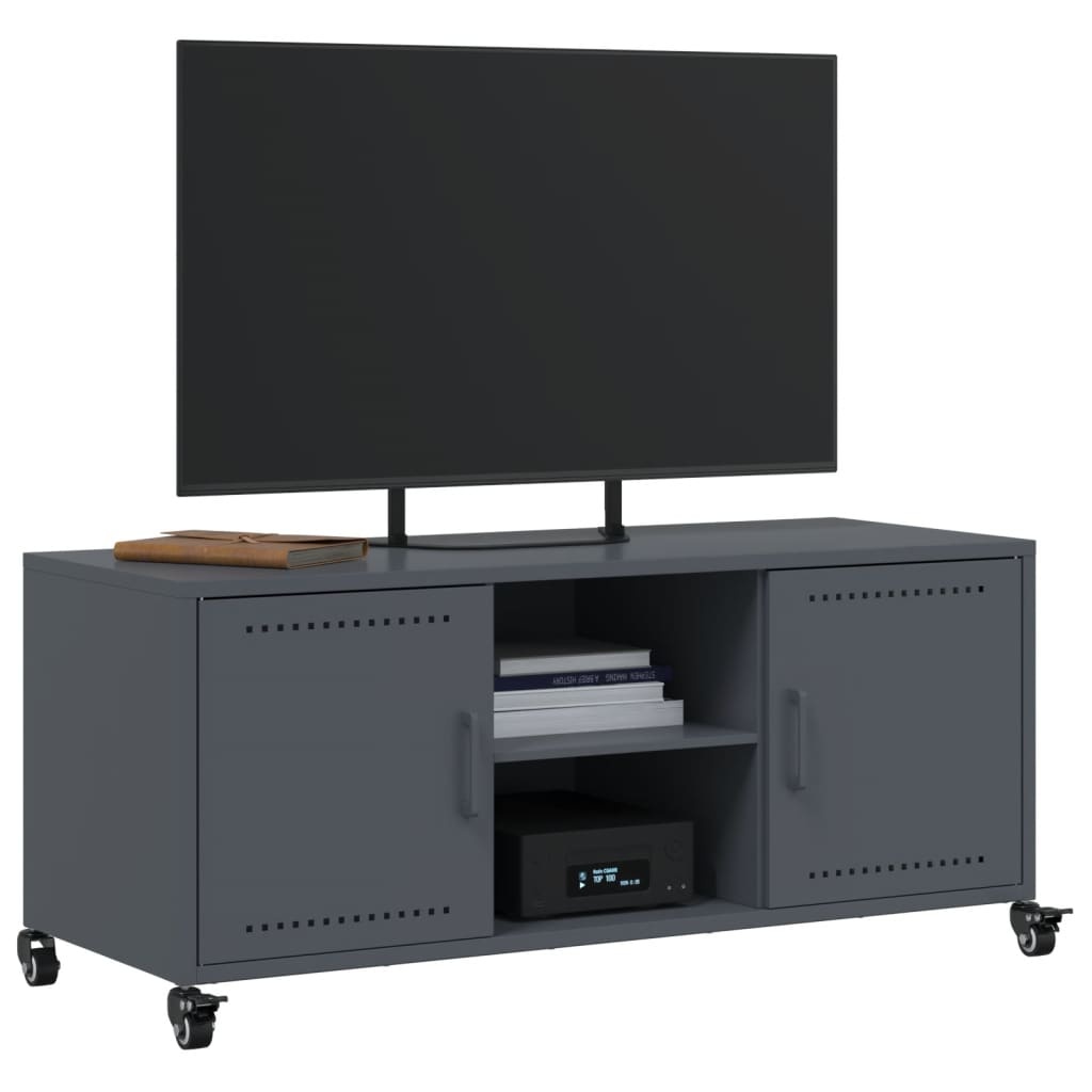 VidaXL Tv-meubel 100,5x39x43,5 cm koudgewalst staal antracietkleurig