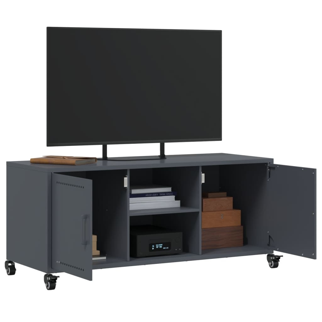 VidaXL Tv-meubel 100,5x39x43,5 cm koudgewalst staal antracietkleurig
