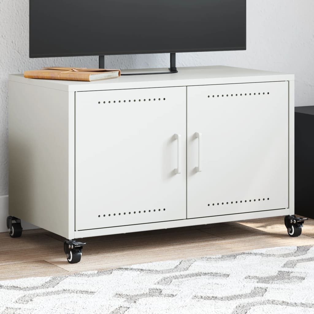 VidaXL Tv-meubel 68x39x43,5 cm koudgewalst staal wit