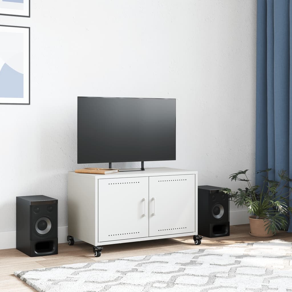 VidaXL Tv-meubel 68x39x43,5 cm koudgewalst staal wit