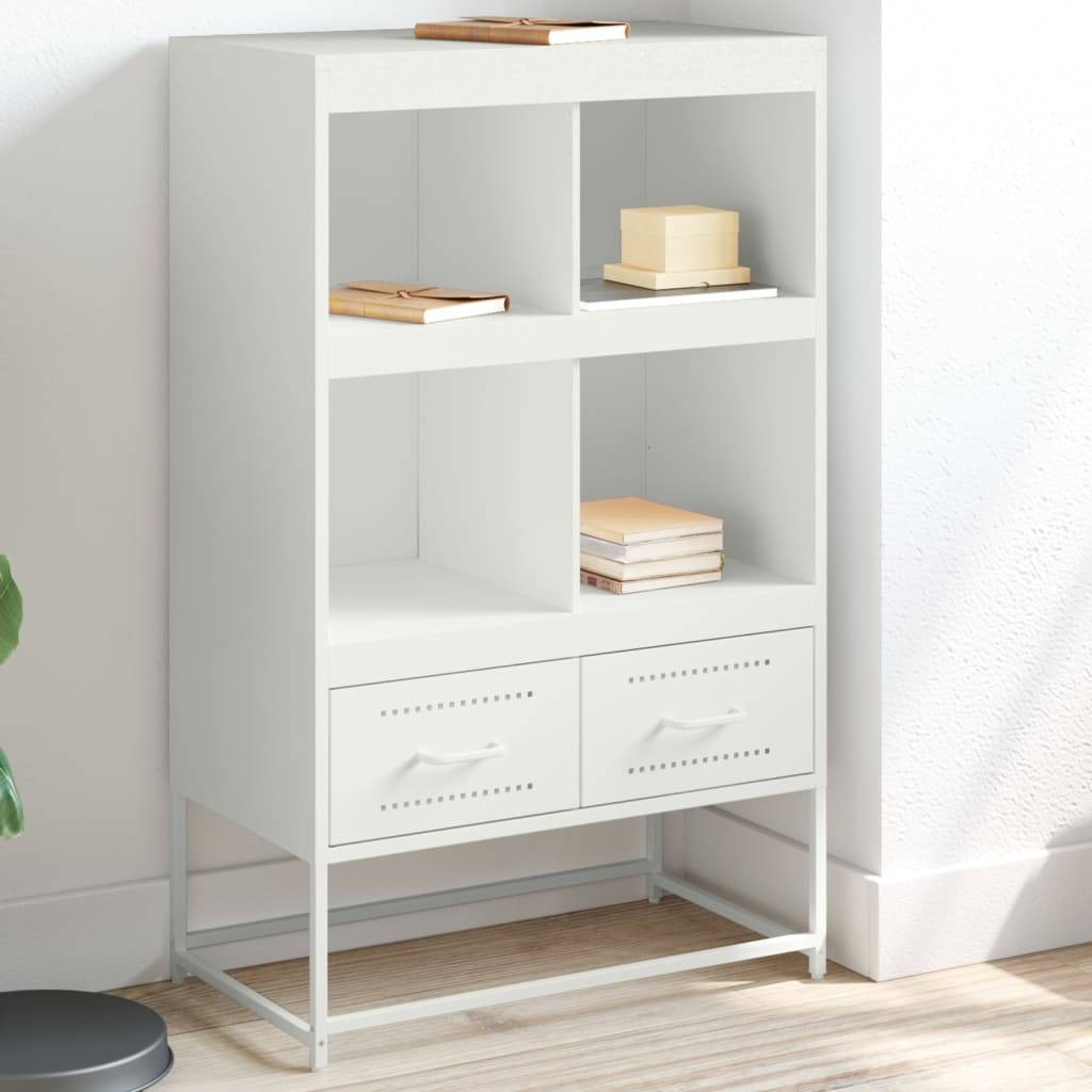 VidaXL Hoge kast 68,5x39x111,5 cm koudgewalst staal wit