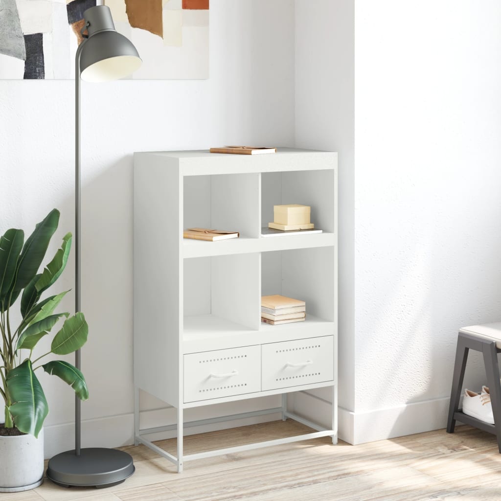 VidaXL Hoge kast 68,5x39x111,5 cm koudgewalst staal wit