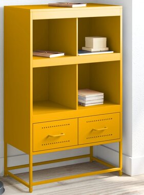 VidaXL Hoge kast 68,5x39x111,5 cm koudgewalst staal mosterdgeel
