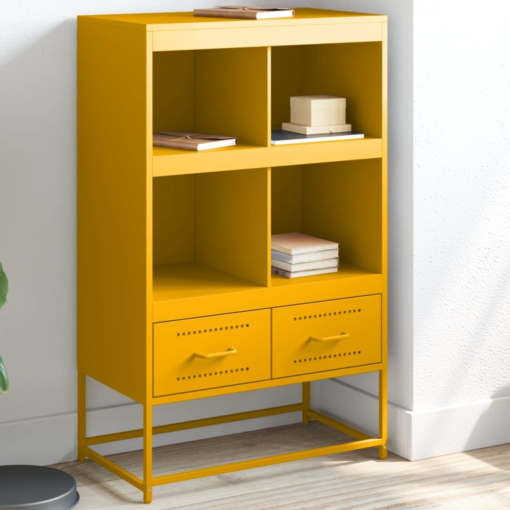VidaXL Hoge kast 68,5x39x111,5 cm koudgewalst staal mosterdgeel