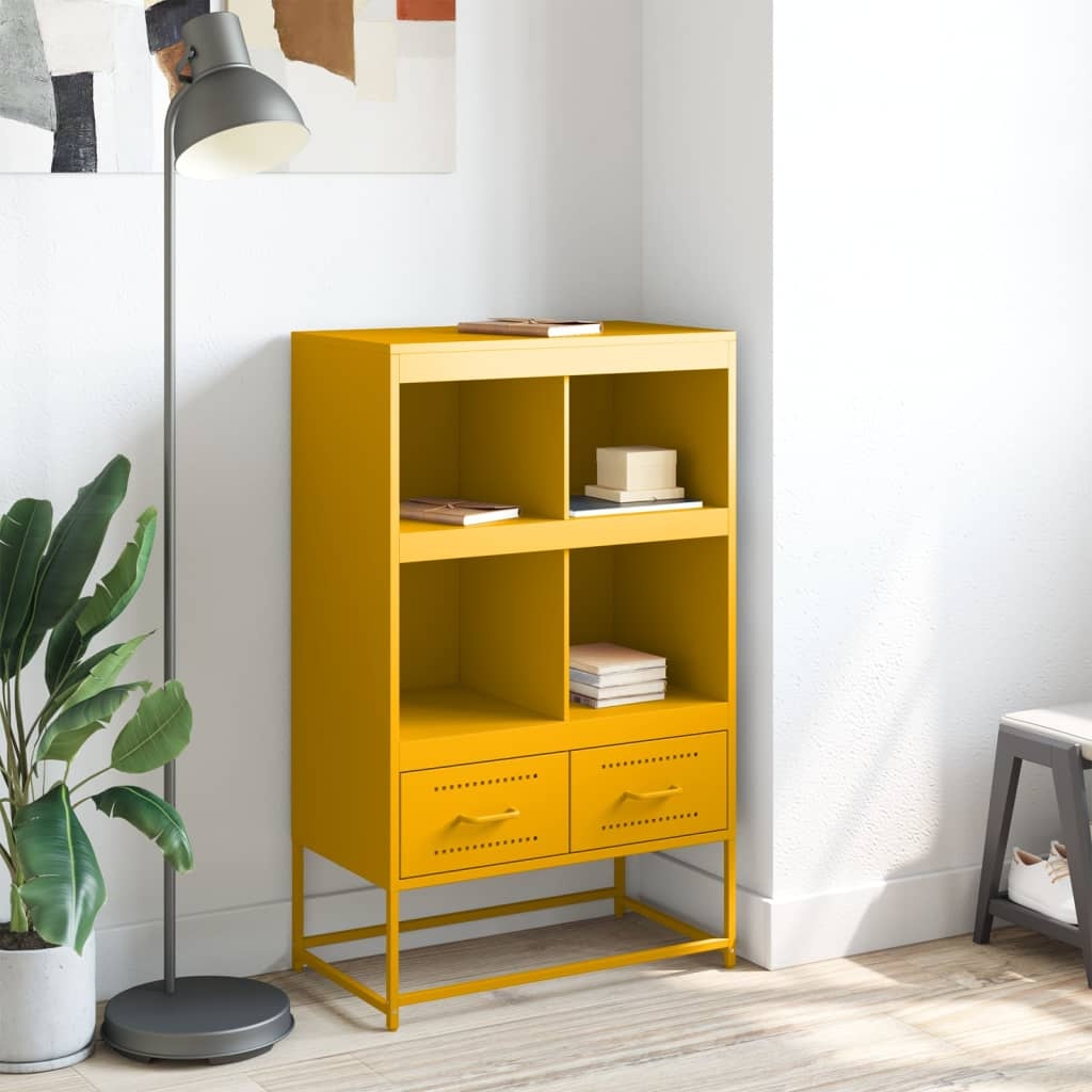 VidaXL Hoge kast 68,5x39x111,5 cm koudgewalst staal mosterdgeel