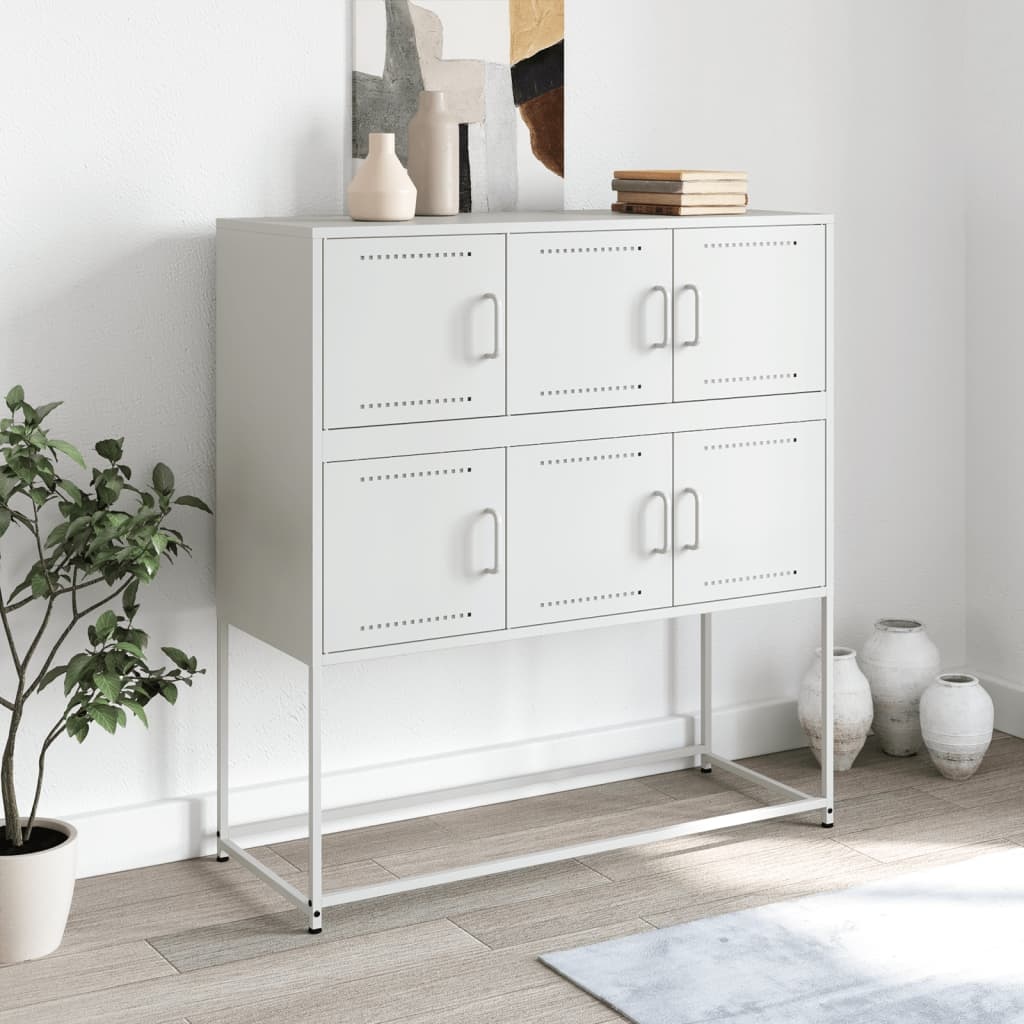 VidaXL Dressoir 100,5x39x107 cm koudgewalst staal wit