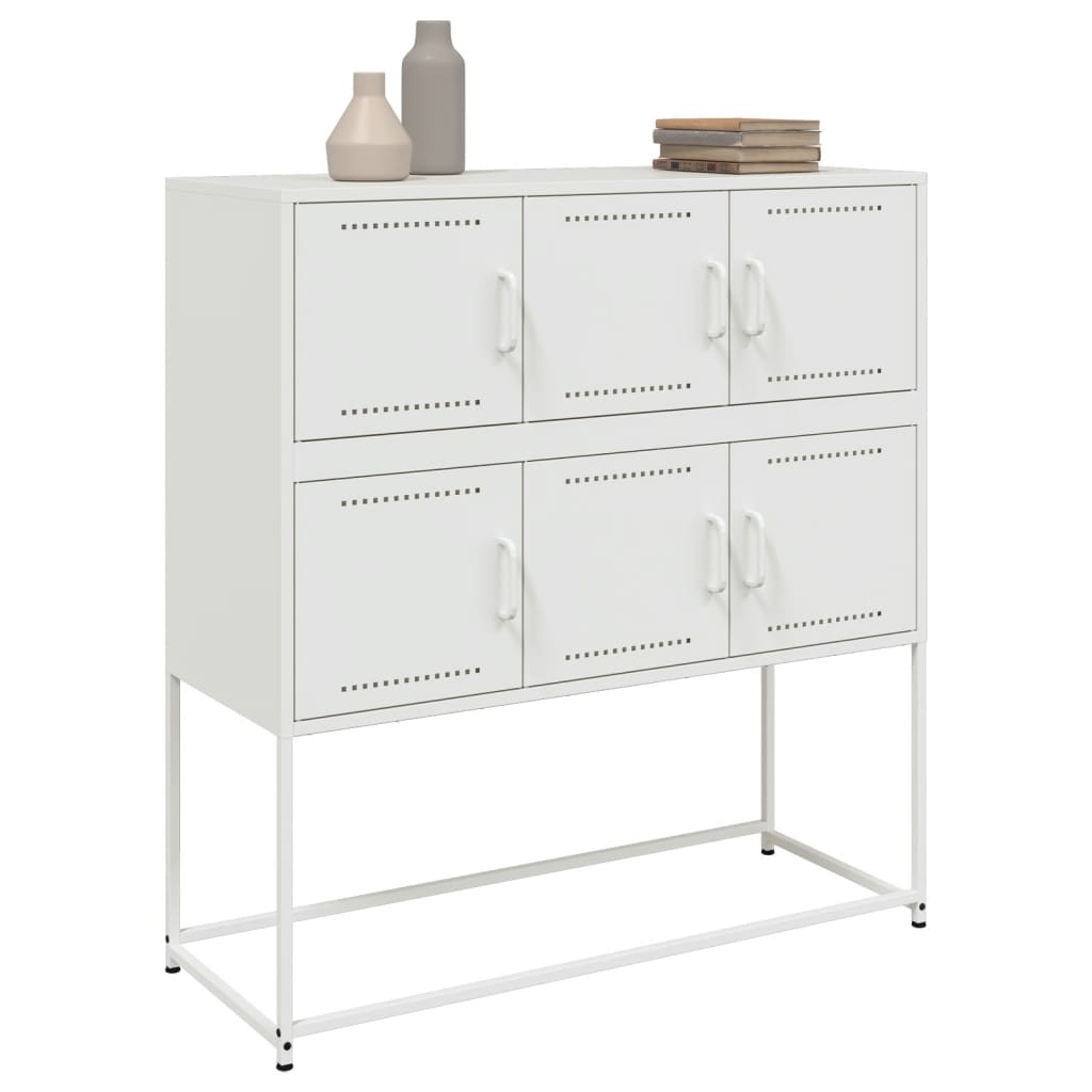 VidaXL Dressoir 100,5x39x107 cm koudgewalst staal wit